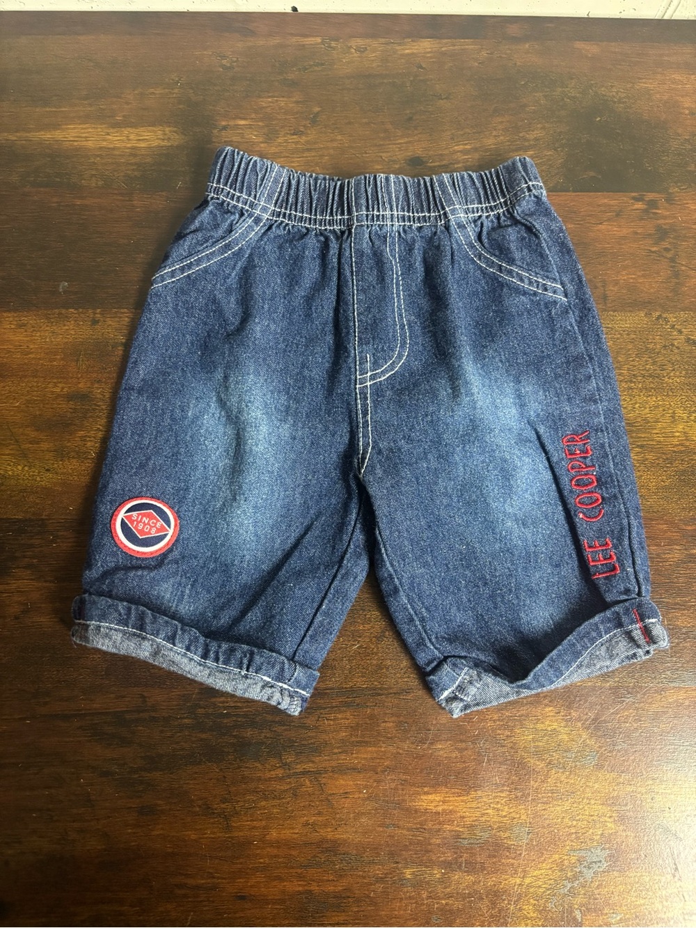 Lee Cooper Baby Boys 18M Denim Shorts Vintage Y2K Embroidered Logo